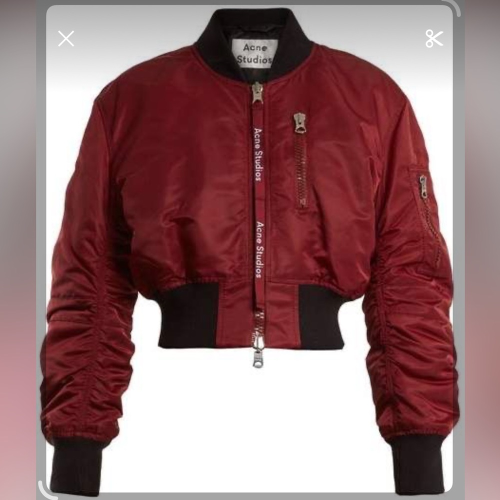 Acne Studios Alia Bomber Jacket - Burgundy red Size 38